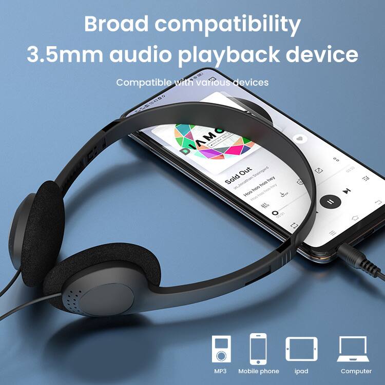 Broad compatibility  
3.5mm audio playback device  
Compatible with various devices  

MP3  
Mobile phone  
iPad  
Computer