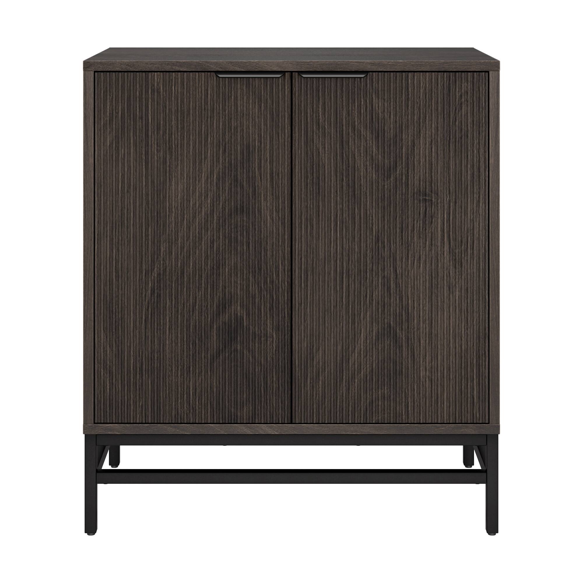Back. Hudson&Canal - Montello 28" Wide Rectangular Fluted Accent Cabinet - Brown.