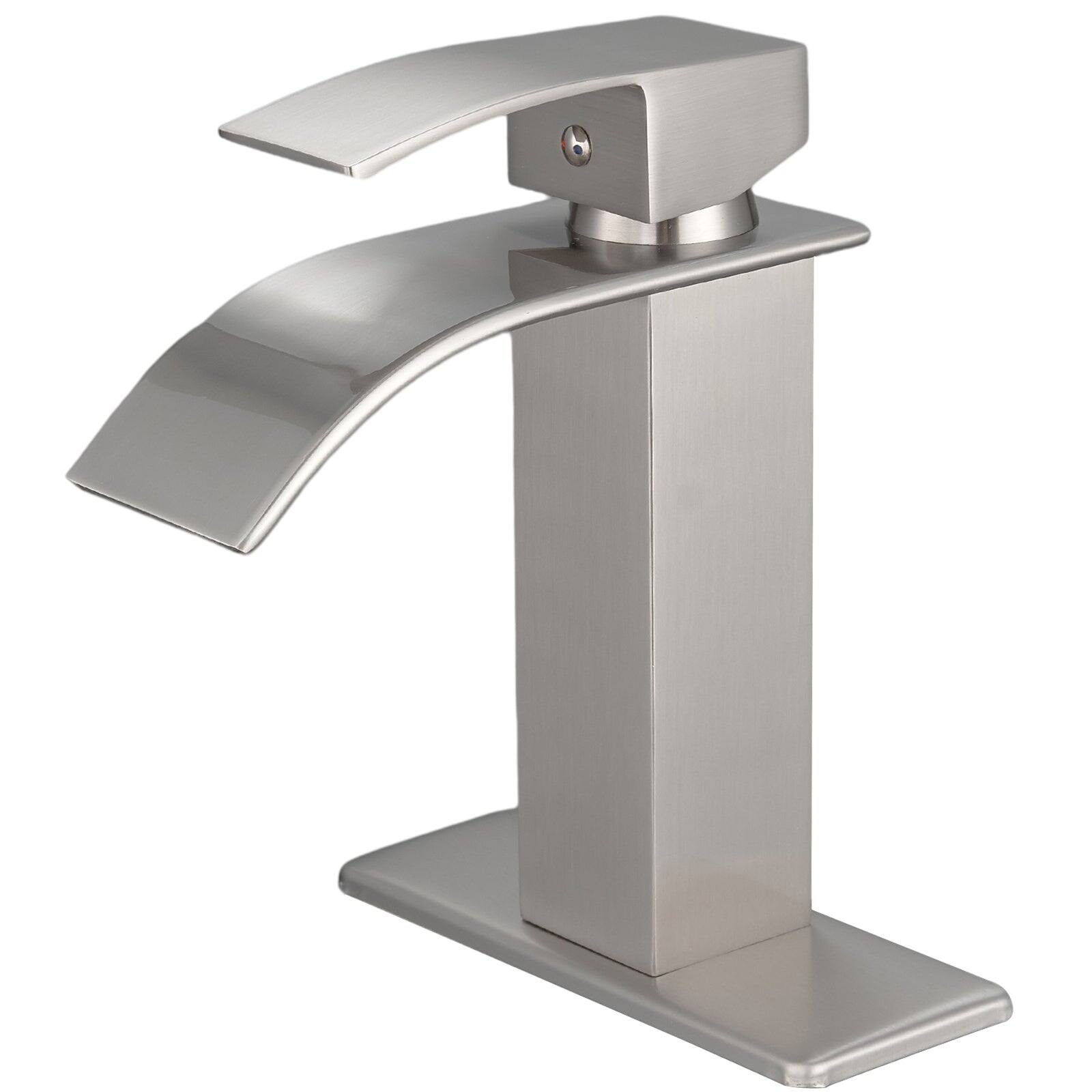 Alt View 2. Boyel Living - Single Handle Single Hole Bathroom Faucet with Deckplate Included and Pop Up Drain in Brushed Nickel - Brushed Nickel.