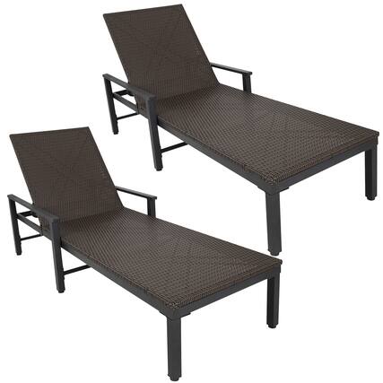 Front. Balkene Home - Biscayne Wicker Chaise Set - Set of 2 - Brown, Black.