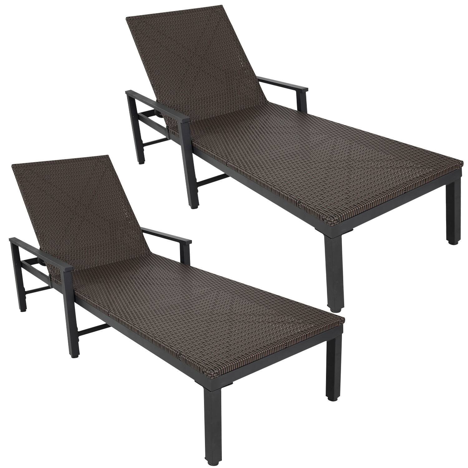 Front. Balkene Home - Biscayne Wicker Chaise Set - Set of 2 - Brown, Black.