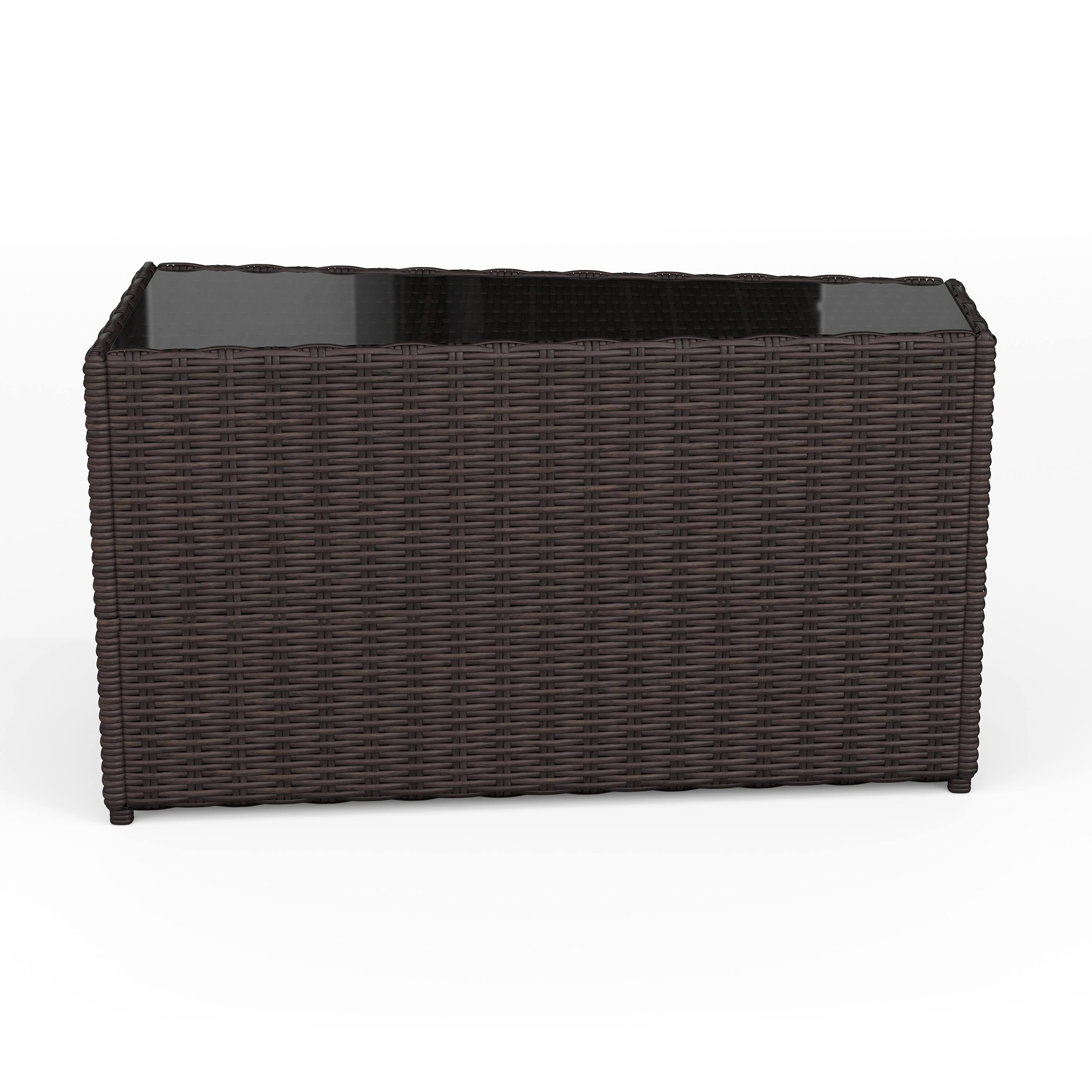 Alt View 9. Martha Stewart - Bedford Outdoor Rattan Wicker Patio Side Table with Inset Tempered Glass Top - Brown.