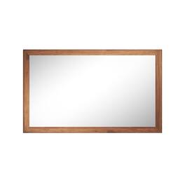 Boyel Living - 30 in W x 50 in L Dark Wood Grain Rectangular Slanted Edge Aluminum Framed Wall Bathroom Vanity Mirror