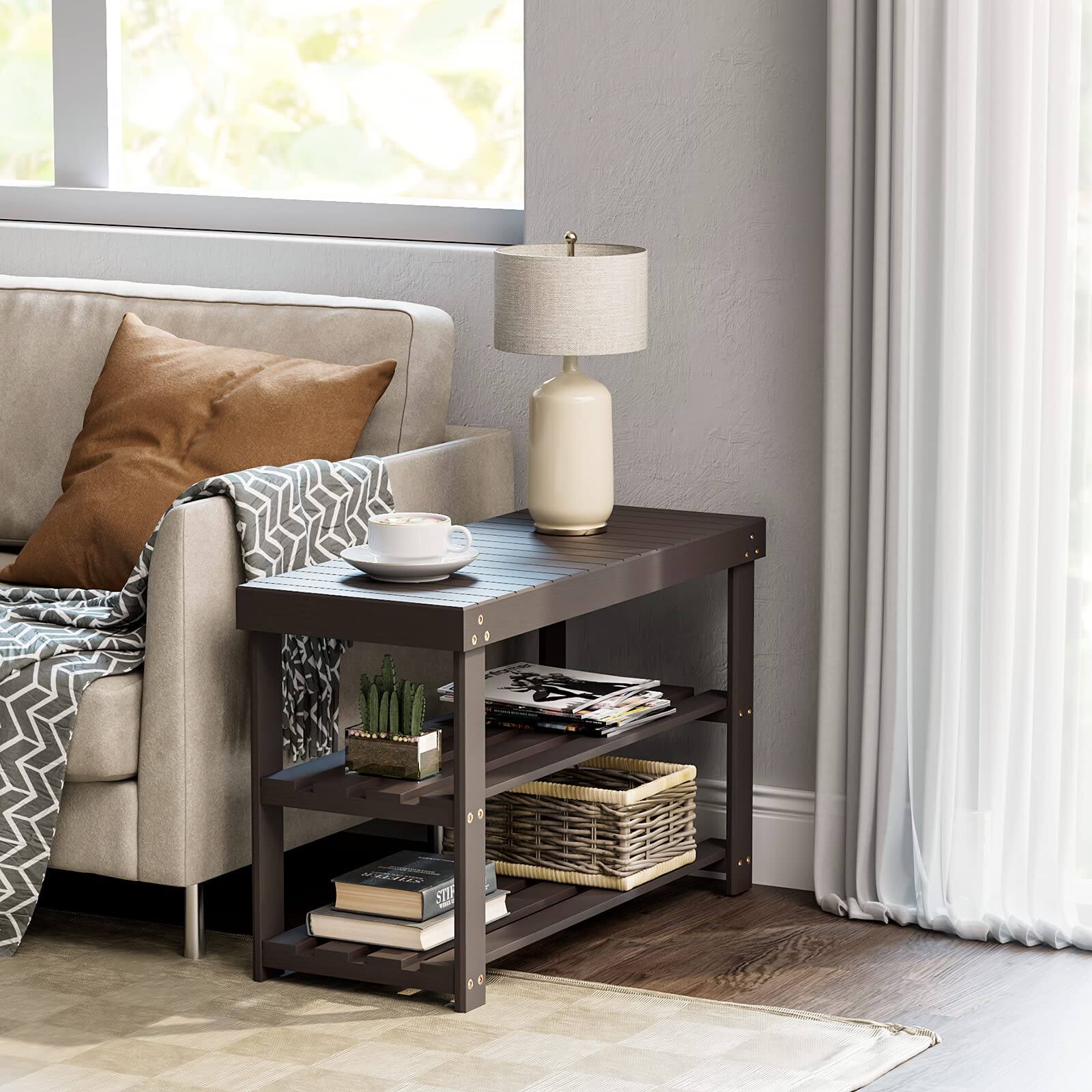 Alt View 2. JETRANSPORT - Shoe Rack Bench 3 Tier Sturdy Storage Organizer Holds Up To 300lbs For Entryway Bedroom Living Room Balcony - White 27 5 11 17 5 inches.