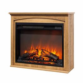 RYHNUYNE - 28 Inch TV Media Entertainment Center with Electric Fireplace for Living Room Bedroom Home Theater - Antique brown