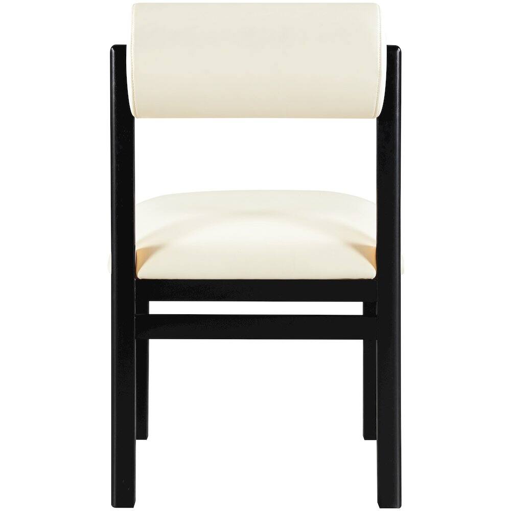 Alt View 4. Meridian Furniture - Roundhill Cream Vegan Leather Upholstered Dining Chair, Set of 2 - Cream.