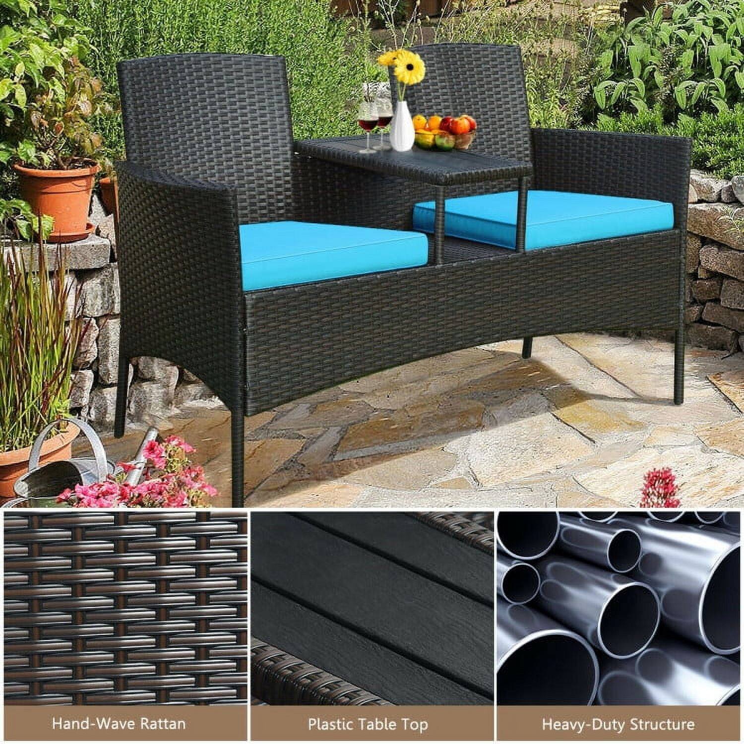 Hand-Wave Rattan Plastic Table Top Heavy-Duty Structure