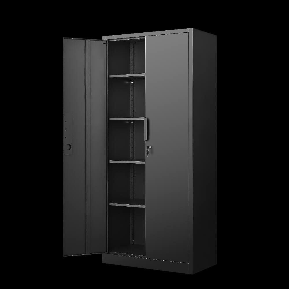 Alt View 7. Loheer - Loheer 70-Inch 2-Door File Cabinet with Lock Heavy-Duty Steel Storage Cabinet 4 Adjustable Shelves for Home Office Black.