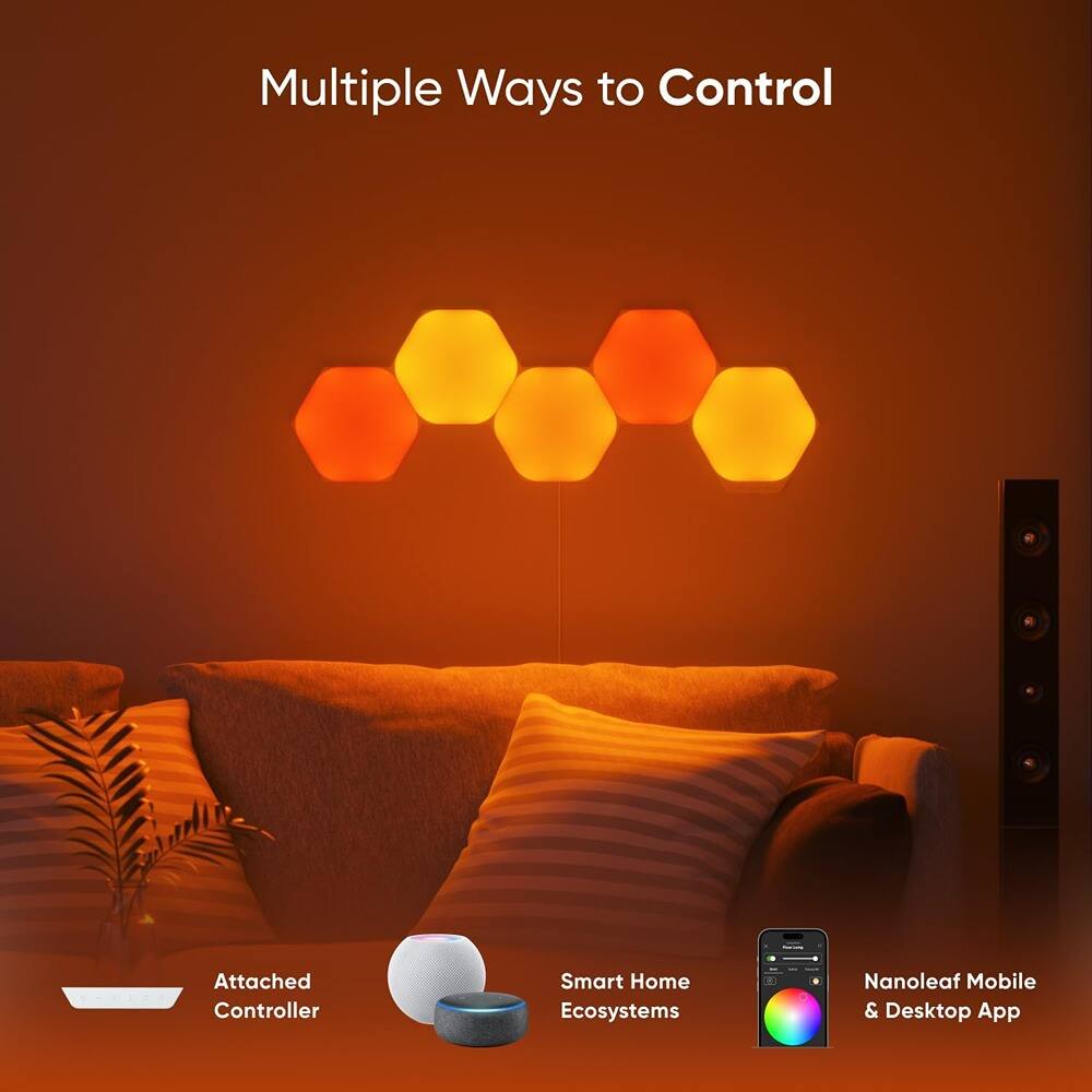 Multiple Ways to Control

- Attached Controller
- Smart Home Ecosystems
- Nanoleaf Mobile & Desktop App