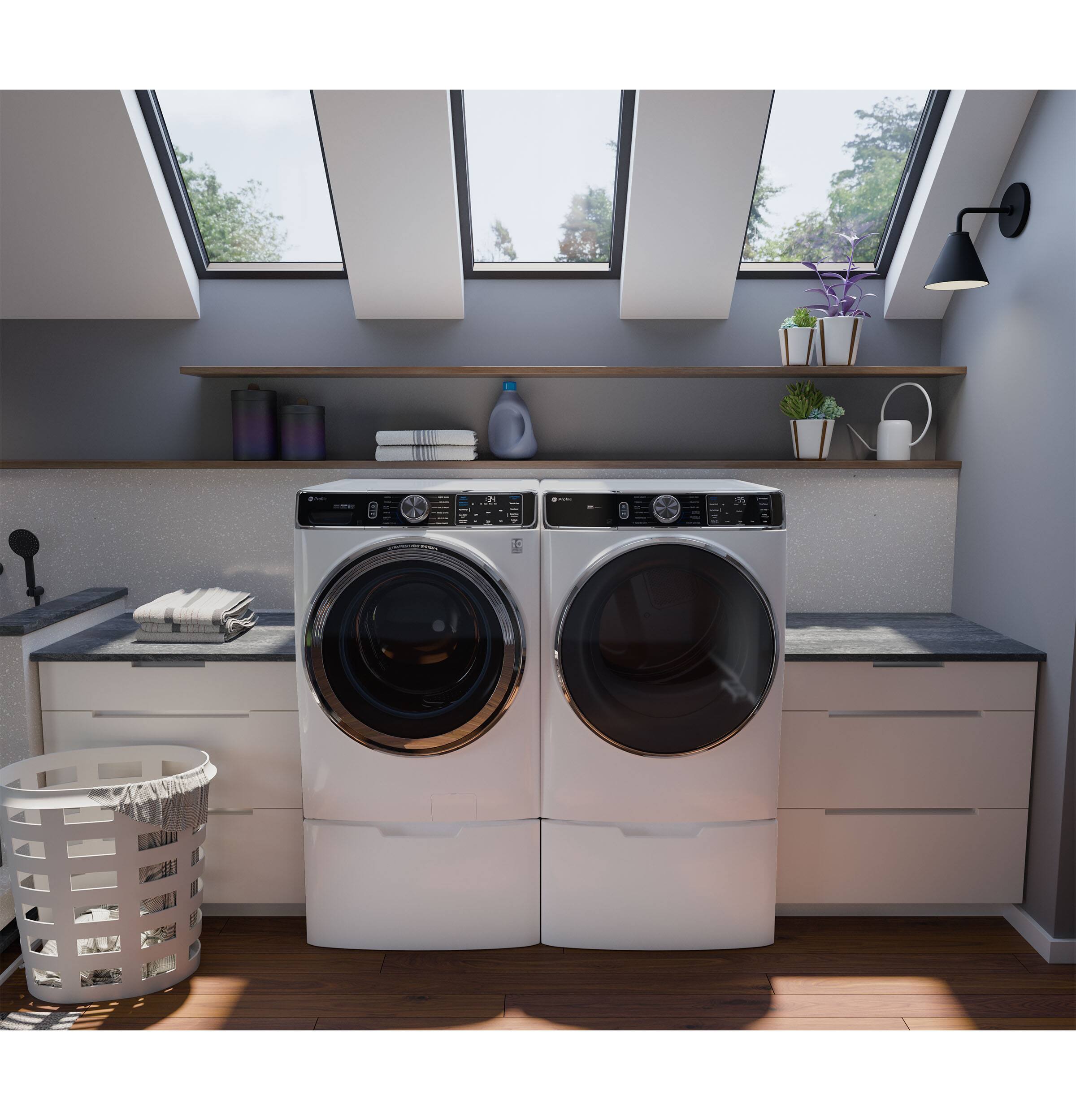 Alt View 3. GE - 16” Laundry Pedestal with Storage Drawer for Select Washers and Dryers - White.