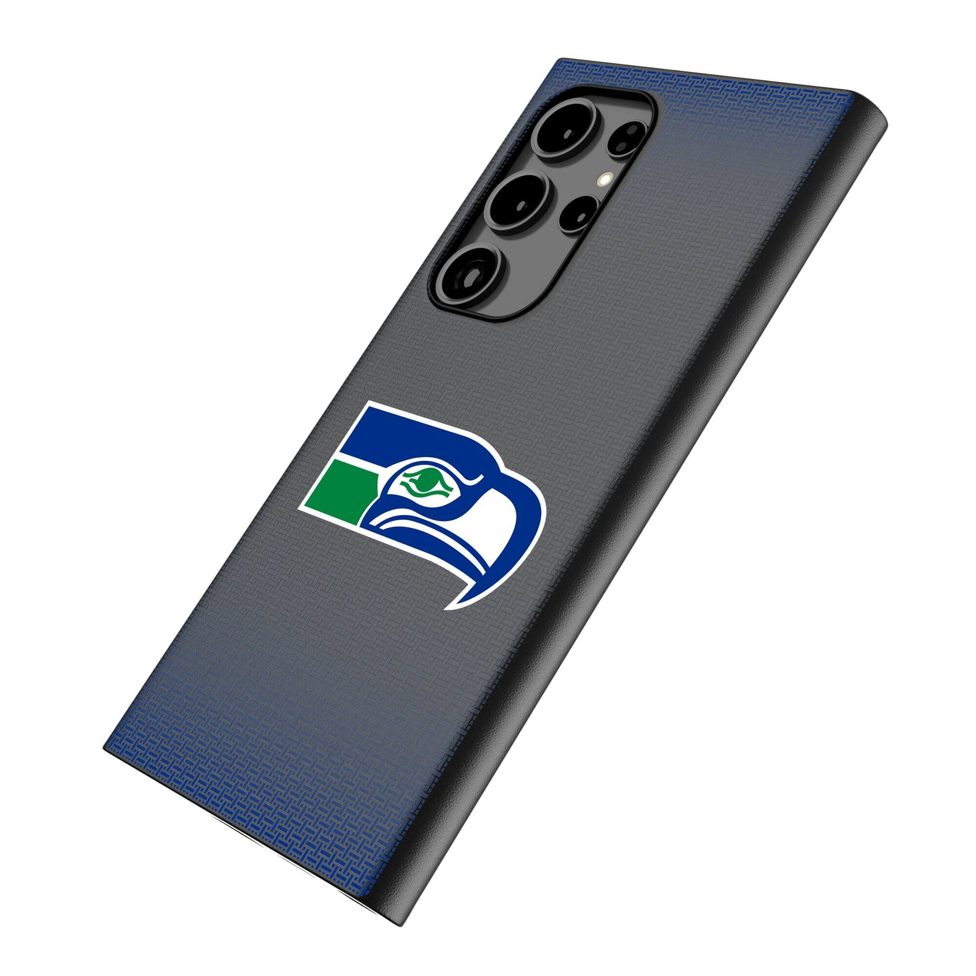 Alt View 1. Keyscaper - Seattle Seahawks Historic Collection 1976-2001 Galaxy Magnetic Bump Case - S25 Ultra - Black.
