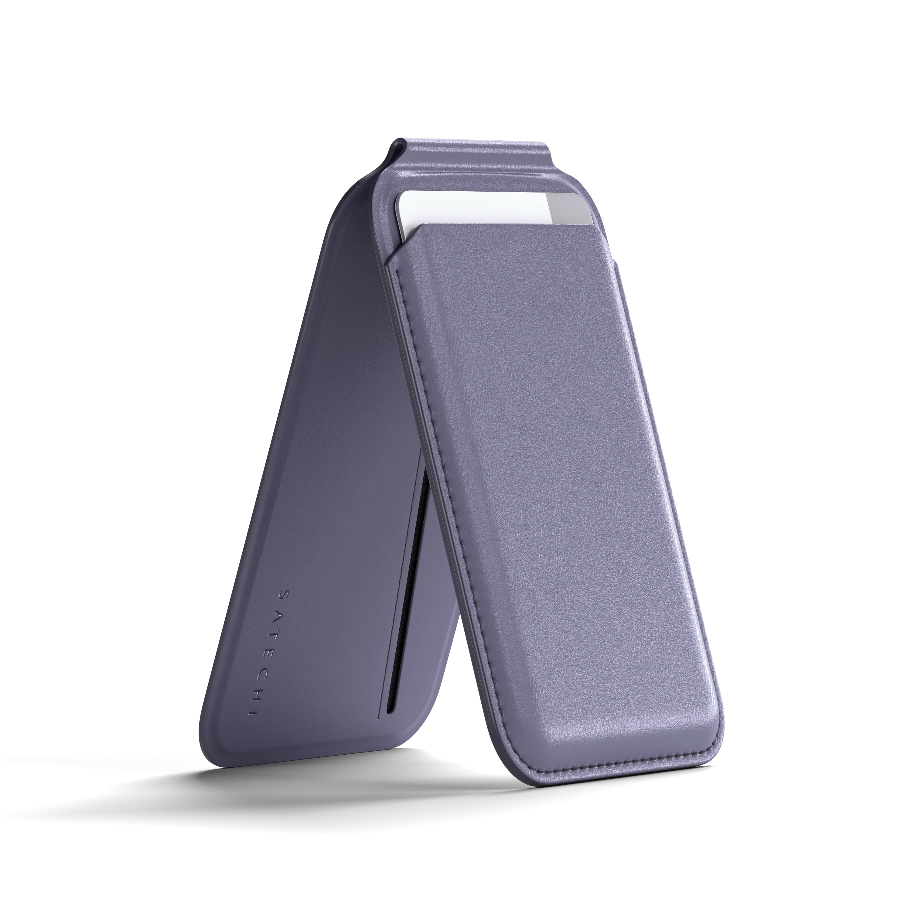 Satechi - Magnetic MagSafe Wallet - Double Flap Stand, 4 Card Slots, NFC Pass-Through, for iPhone 18 Pro/17/16/15/14 - Purple