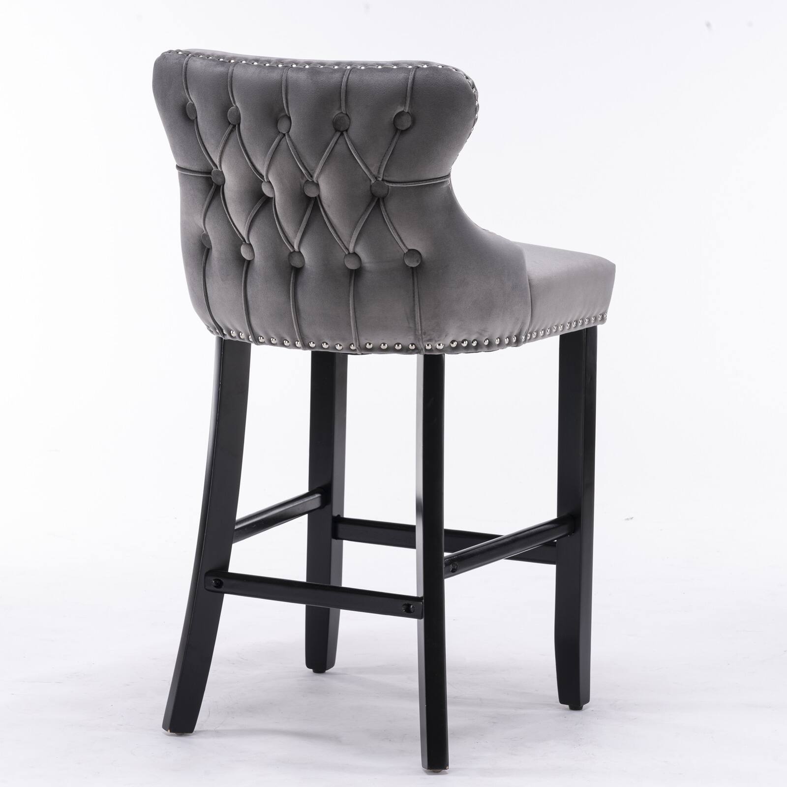 Alt View 1. SlickBlue - Upholstered Wingback Barstools Button-Tufted Counter Chairs with Wooden Legs for Kitchen & Bar - Grey.