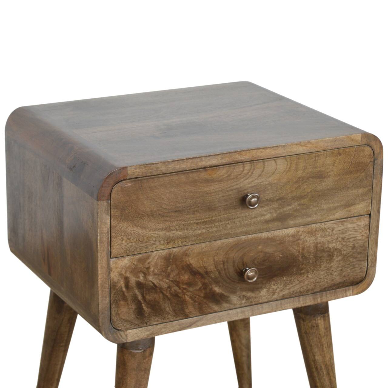 Alt View 1. Artisan Furniture - Artisan Furniture Solid Wood Curved Classic Grey Washed nightstand - Grey Washed.