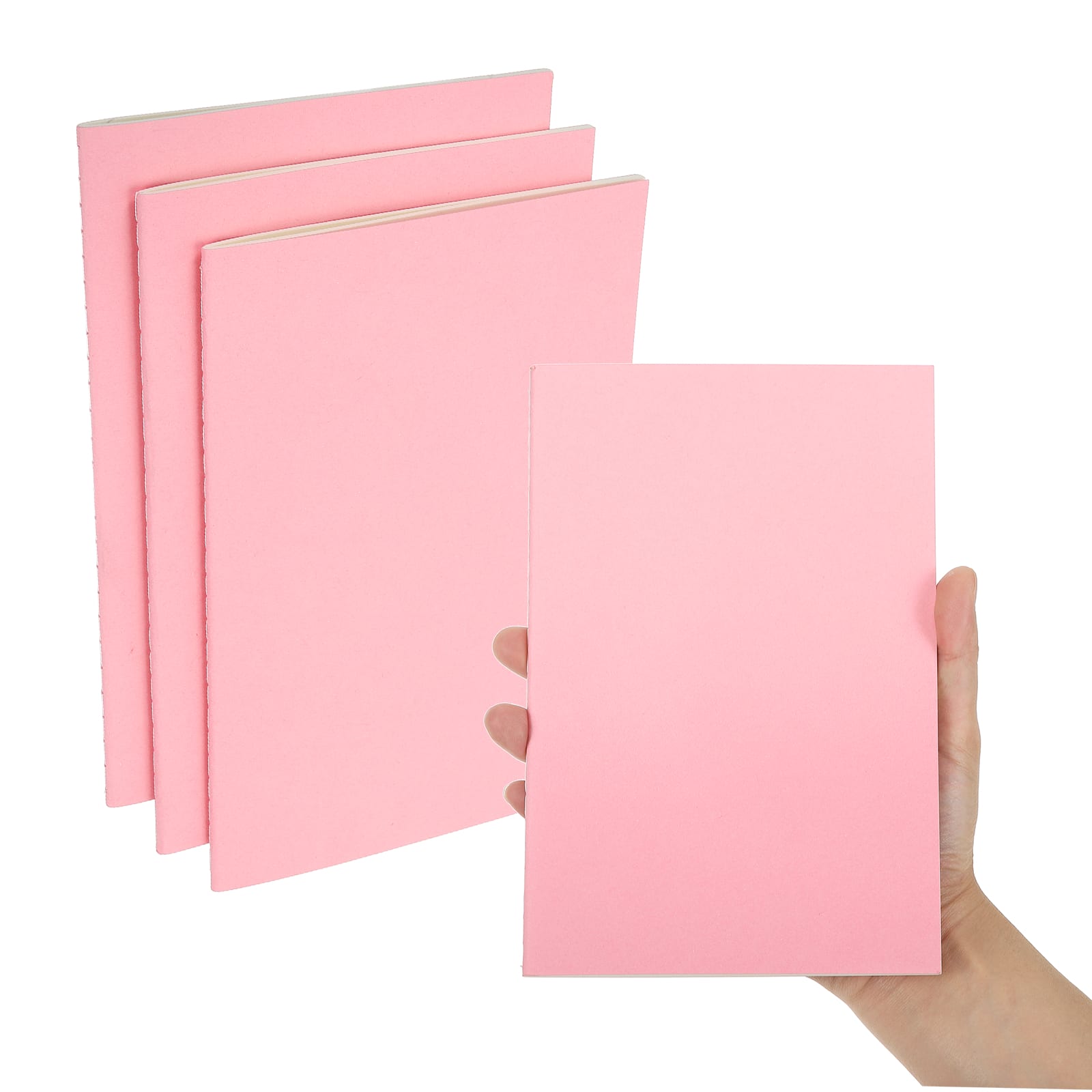 Unique Bargains - 3pcs A5 Notebook, Pocket Unlined Memo Notepads Blank Sketchbook 8.3x5.5 Inch 30 Sheets for Office Travel - Pink