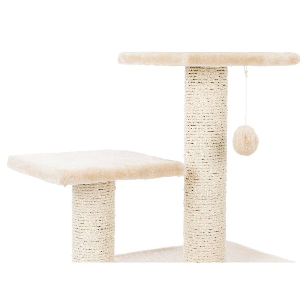 Back. TRIXIE - Valencia Plush & Sisal 3-Level 28" Cat Tree with Scratching Posts & Condo - Beige.