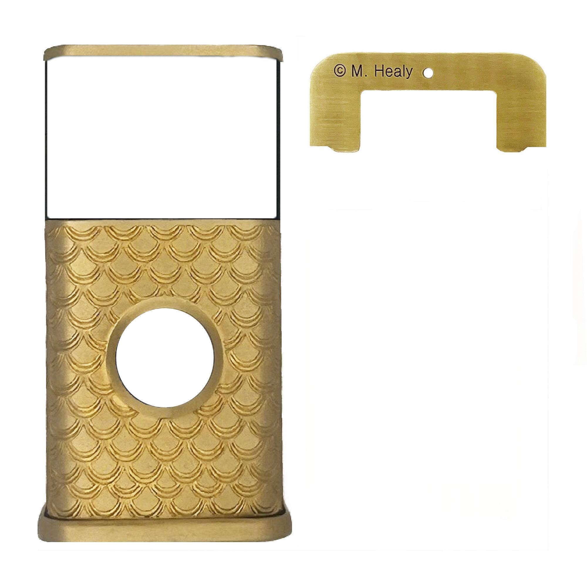 Back. Michael Healy - Scales Video Doorbell Cover (Ring Battery Doorbell 2024 Release) - Satin Brass.