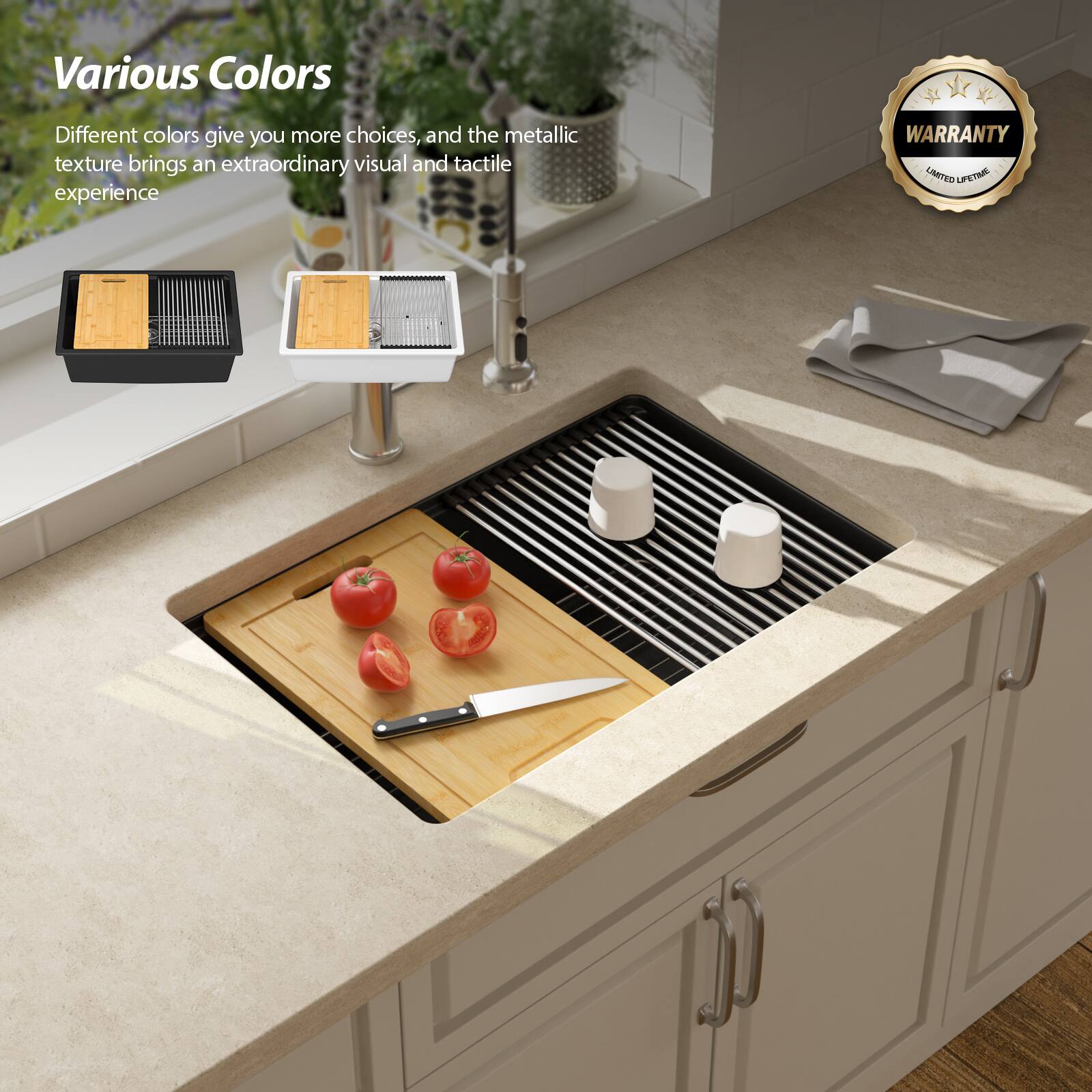 Various Colors

Different colors give you more choices, and the metallic texture brings an extraordinary visual and tactile experience

WARRANTY
LIMITED LIFETIME
