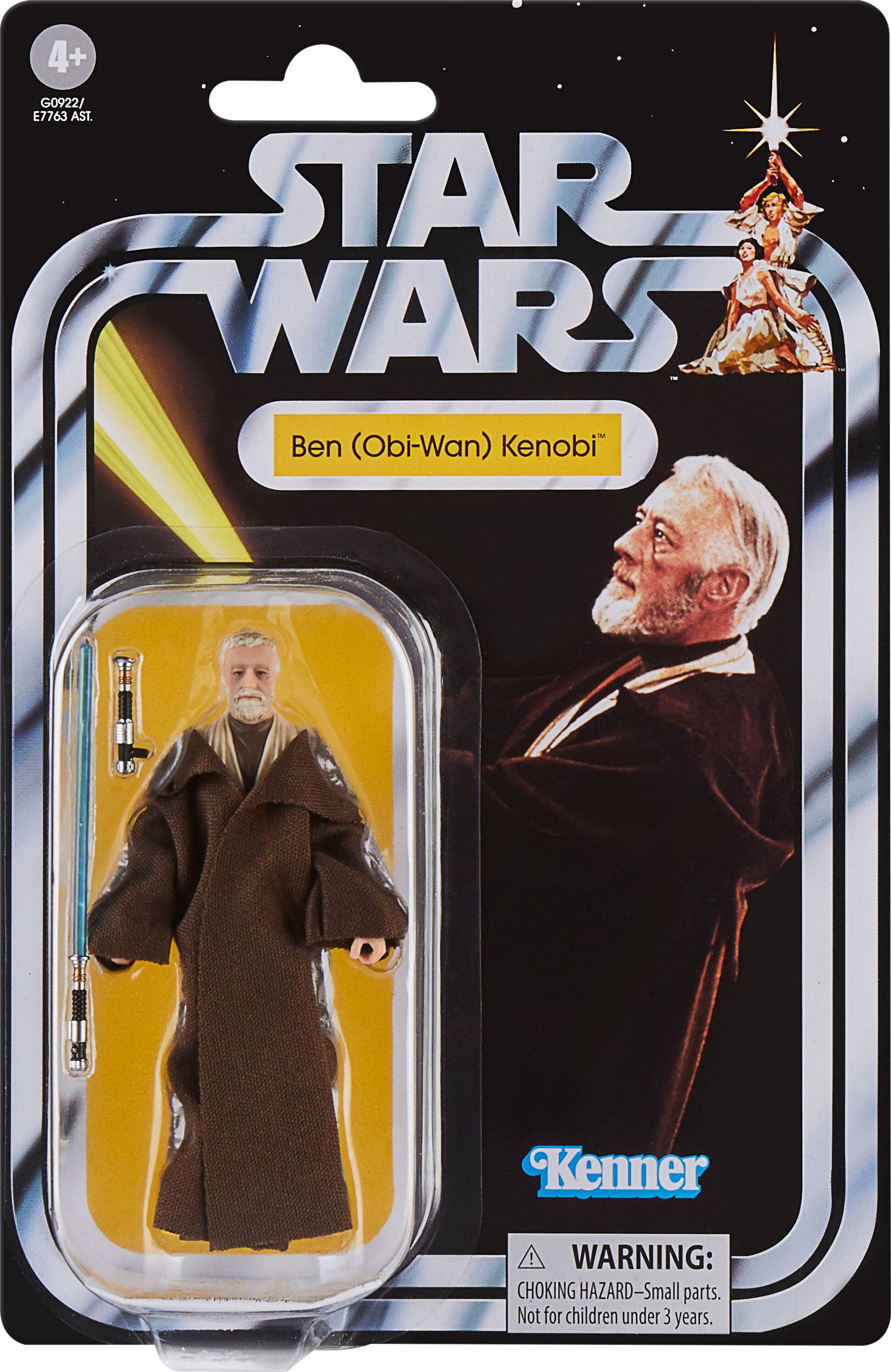 The text on the image is grouped as follows:

"4+ G0922/ E7763 AST. STAR WARS Ben (Obi-Wan) Kenobi Kenner! WARNING: CHOKING HAZARD-Small parts. Not for children under 3 years."