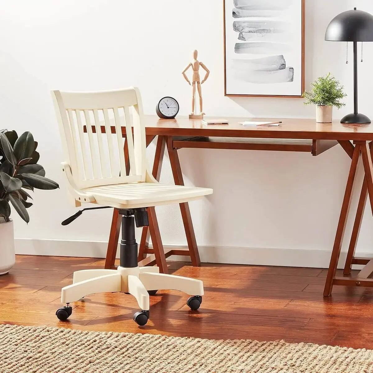 Back. Office Star Products - Deluxe Antique White Banker's Chair Adjustable Productive Home Office - White.