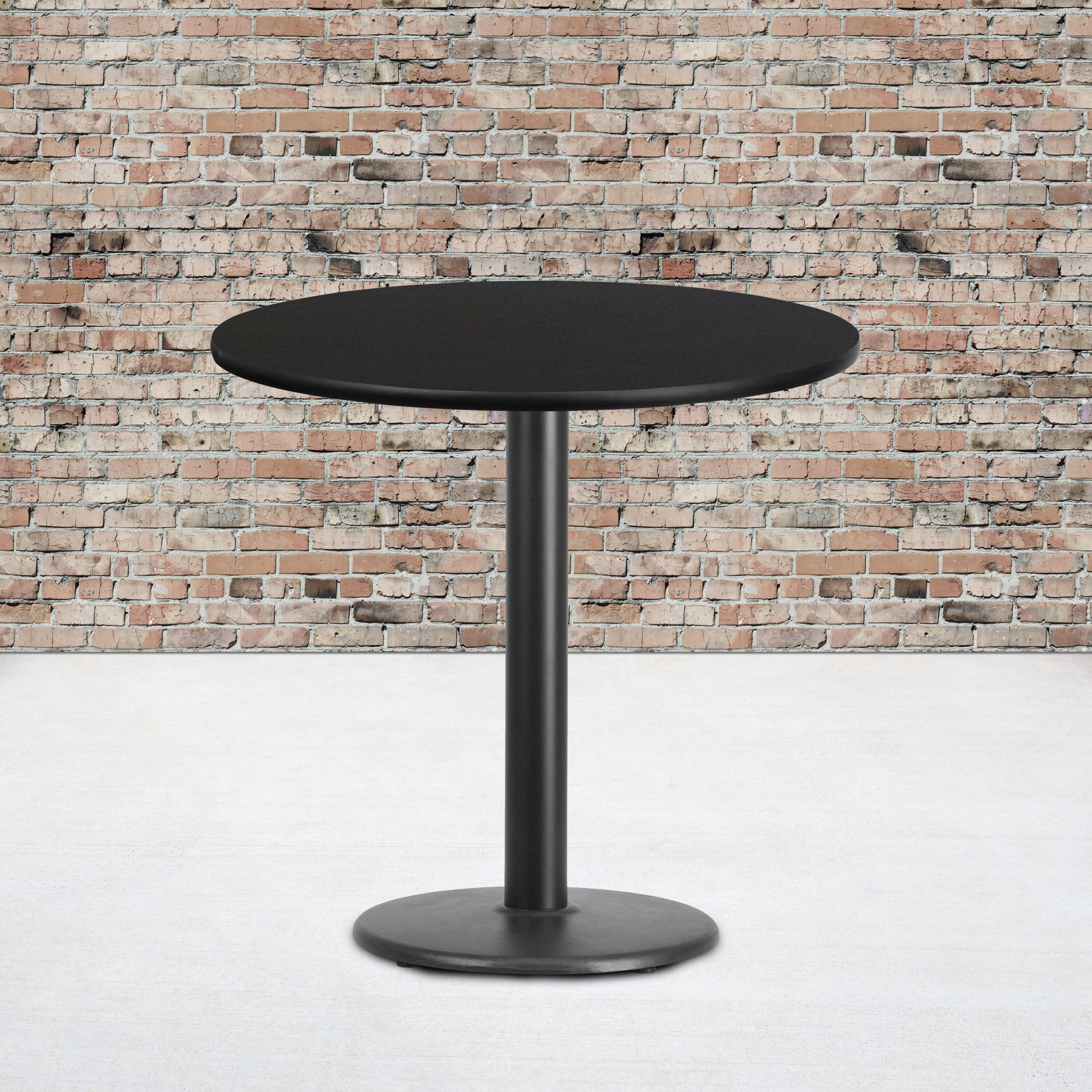 Angle. Flash Furniture - Stiles 30'' Round Black Laminate Table Top with 18'' Round Table Height Base - Black.