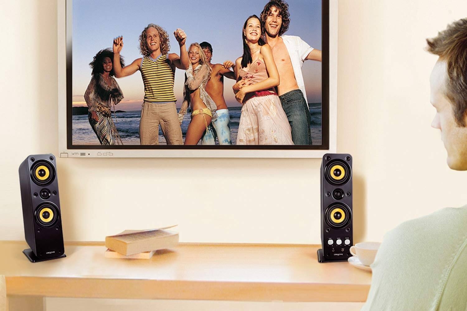 Alt View 4. Creative Labs - Creative GigaWorks T40 2.0 Speaker System - 32 W RMS - Glossy Black - 50 Hz to 20 kHz - Glossy Black.