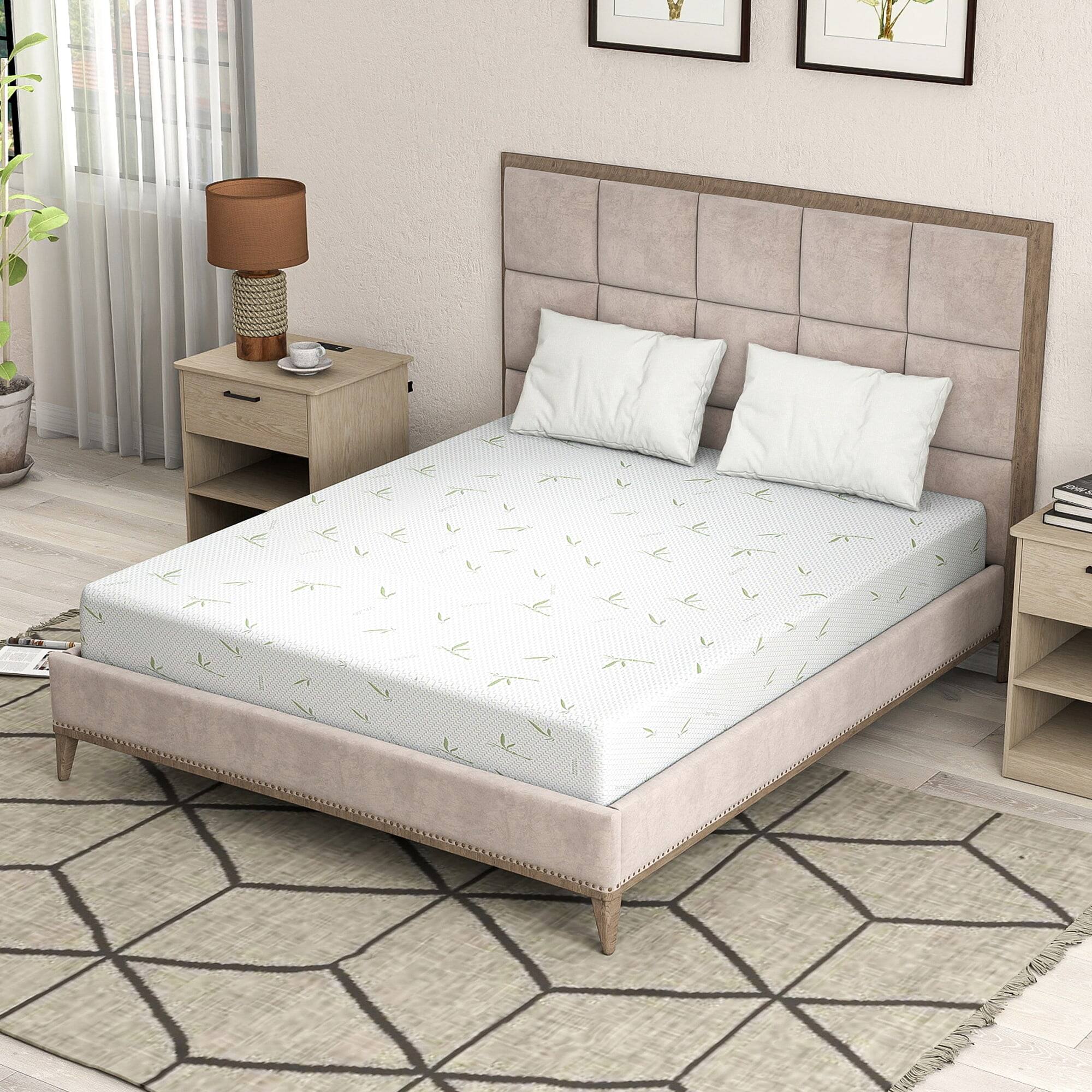 Alt View 6. Kadyn - Memory Foam Mattress, Green Tea & Cooling Gel, Fiberglass-Free, Medium Firm Bamboo - White.