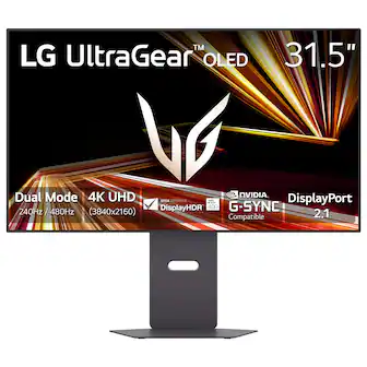 LG UltraGear™ OLED 31.5"
Dual Mode 4K UHD (3840x2160)
240Hz / 480Hz
DisplayHDR 400
G-SYNC Compatible
DisplayPort 2.1
VESA Certified