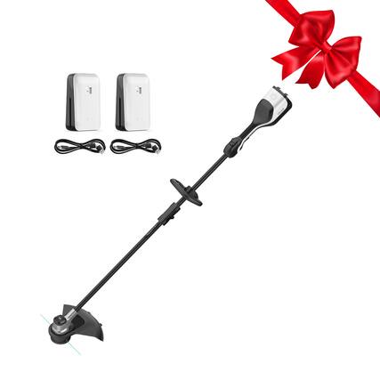 Front. Litheli - 2x20V 14" Brushless Cordless String Trimmer, Battery Powered Weed Eater, U20 Series Grass Trimmer with 2.5Ah Bat - BLACK AND WHITE.