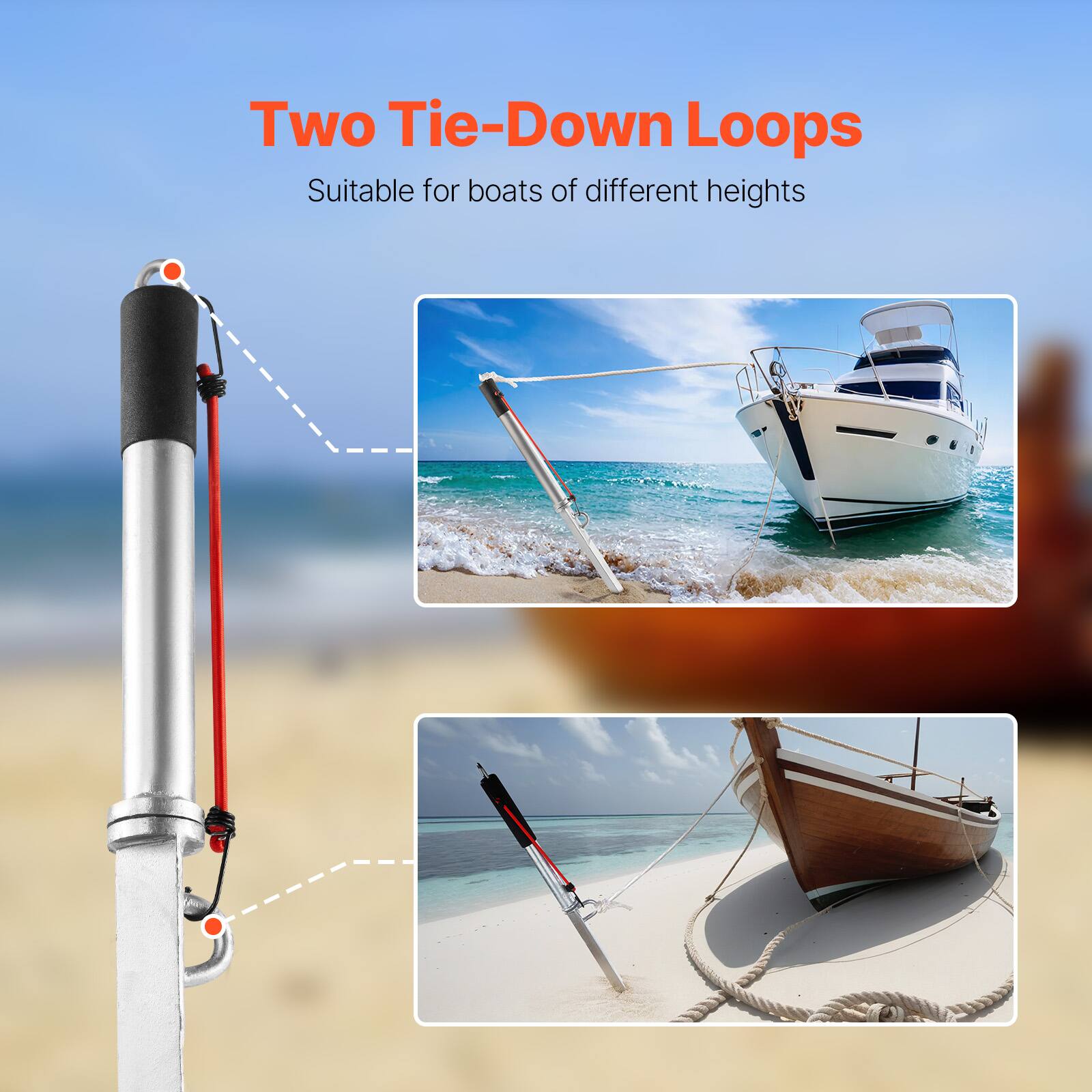 Two Tie-Down Loops  
Suitable for boats of different heights