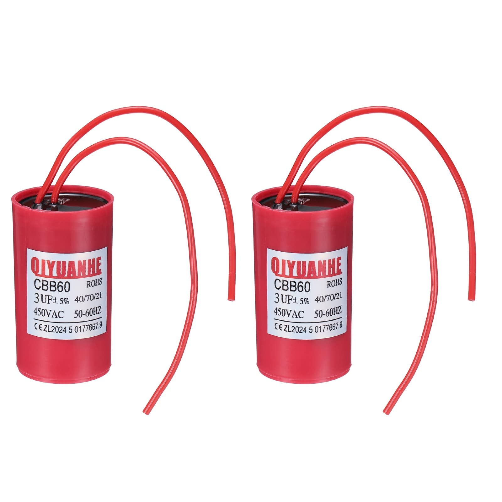 Unique Bargains - 2pcs 3uF CBB60 Run Capacitor, 450VAC Start/Run 50-60Hz for Refrigerator Motor Air Compressor - Red price history on PriceWatchPro