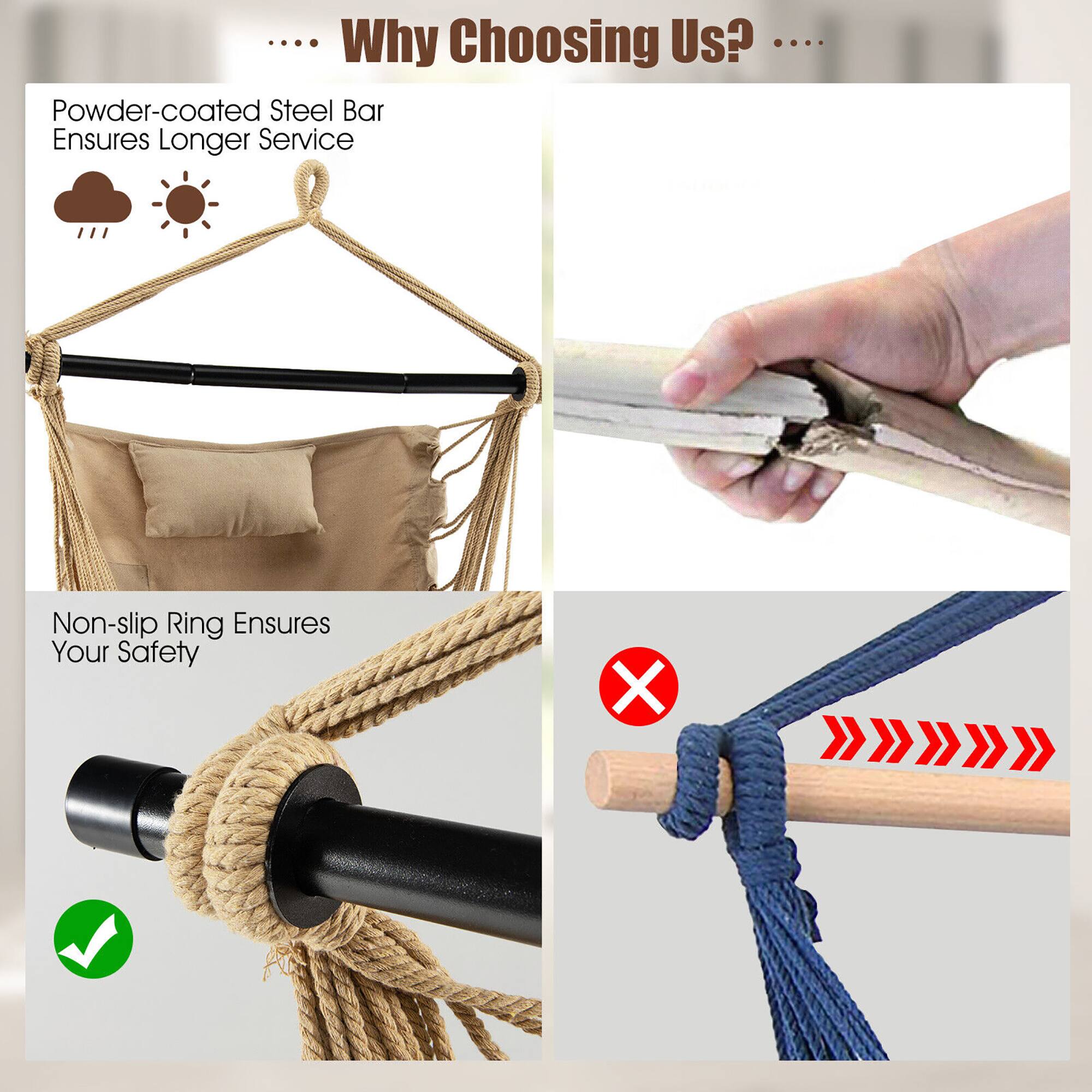 Why Choosing Us?

- Powder-coated Steel Bar Ensures Longer Service
- Non-slip Ring Ensures Your Safety