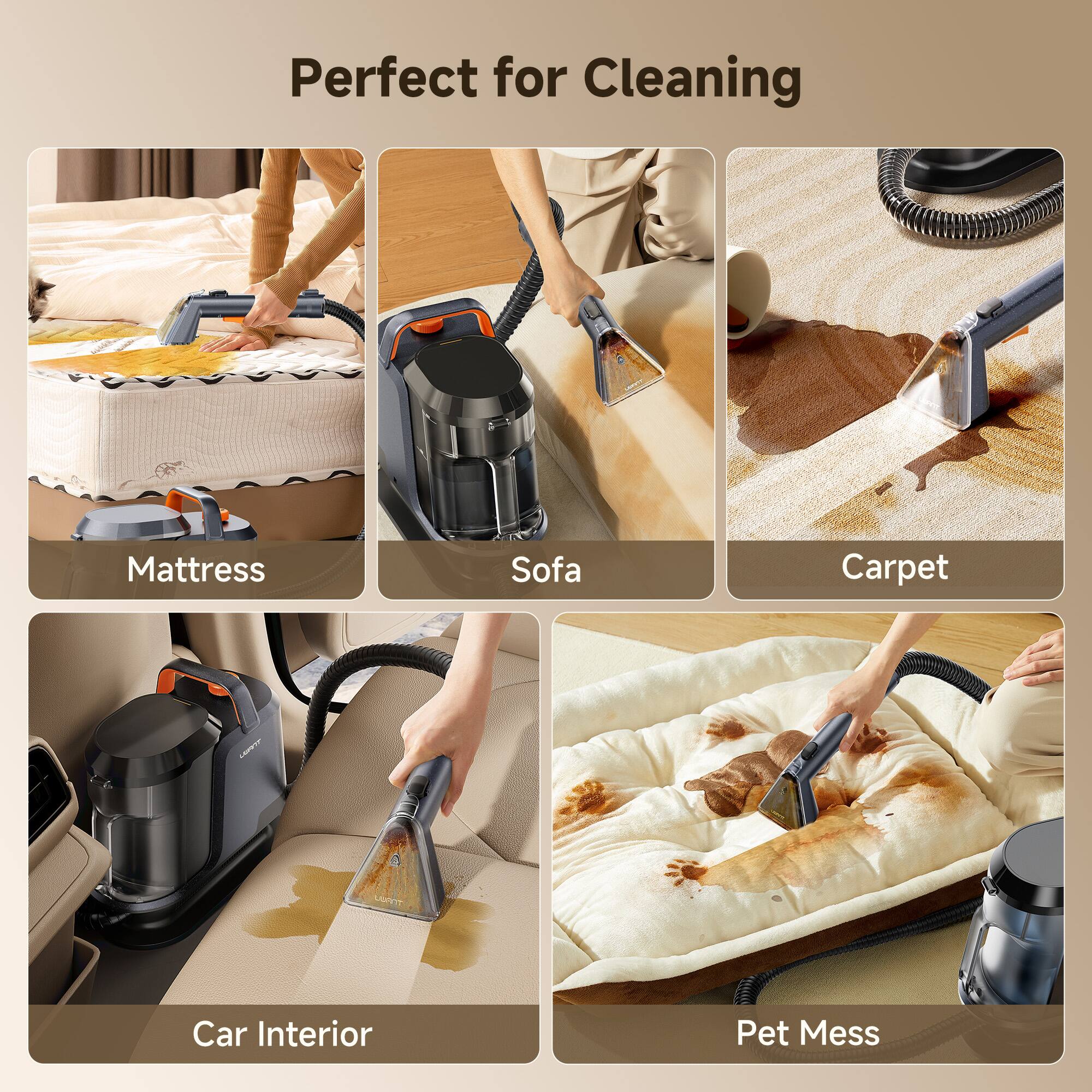 Perfect for Cleaning

- Mattress
- Sofa
- Carpet
- Car Interior
- Pet Mess