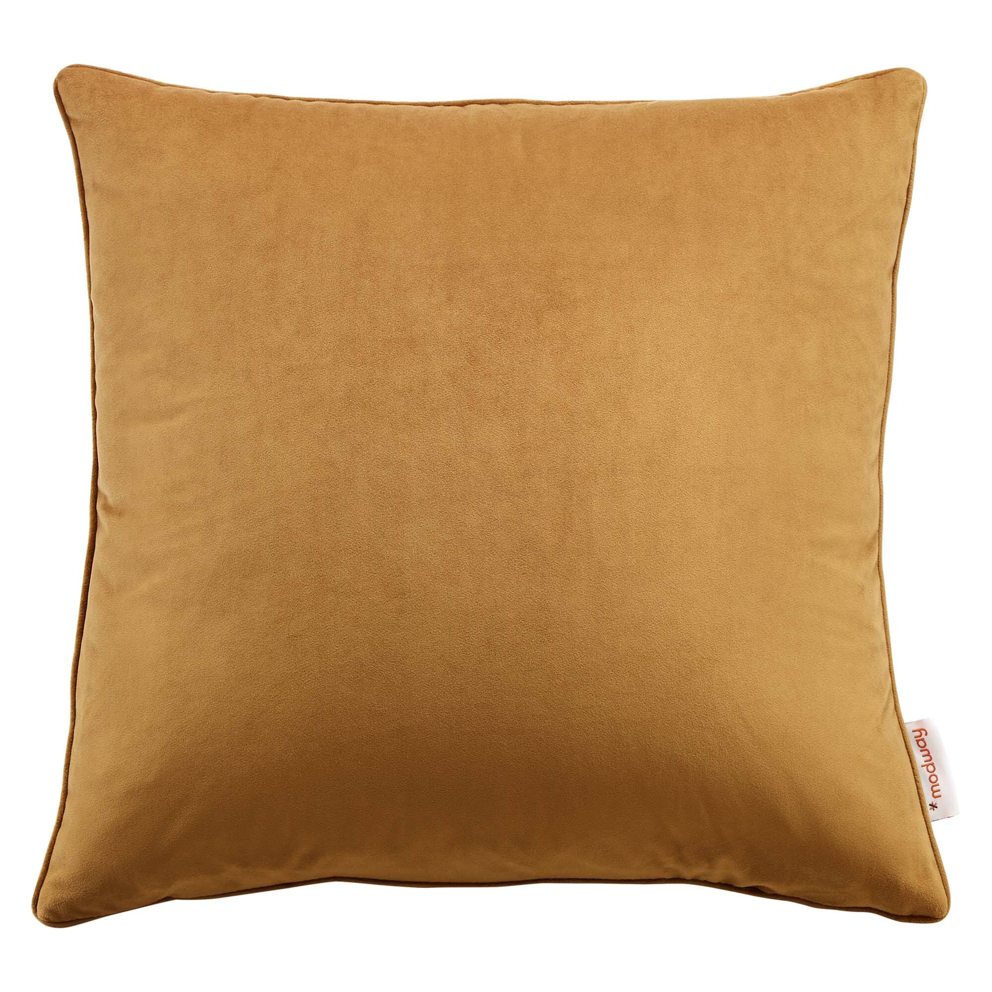 Angle. Modway - Enhance Performance Velvet Throw Pillow - Cognac.