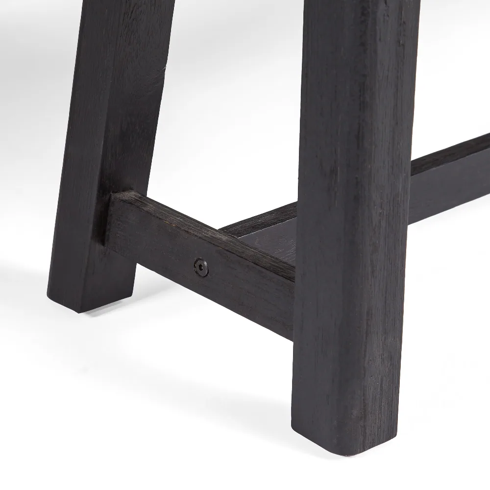 Alt View 8. Ropilly - Ropilly Acacia Wood Outdoor Dining Bench Sandblast Gray Patio Bench with Black Legs for Backyard Garden - Sandblast Gray.