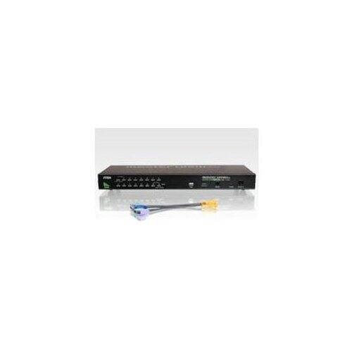 Front. Aten Technology - 16-Port PS/2 USB KVM Switch - Black.