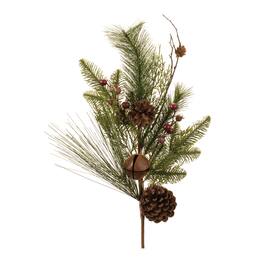 BreeBe - Pine and Sleigh Bell Spray (Set of 2) - Green, Brown