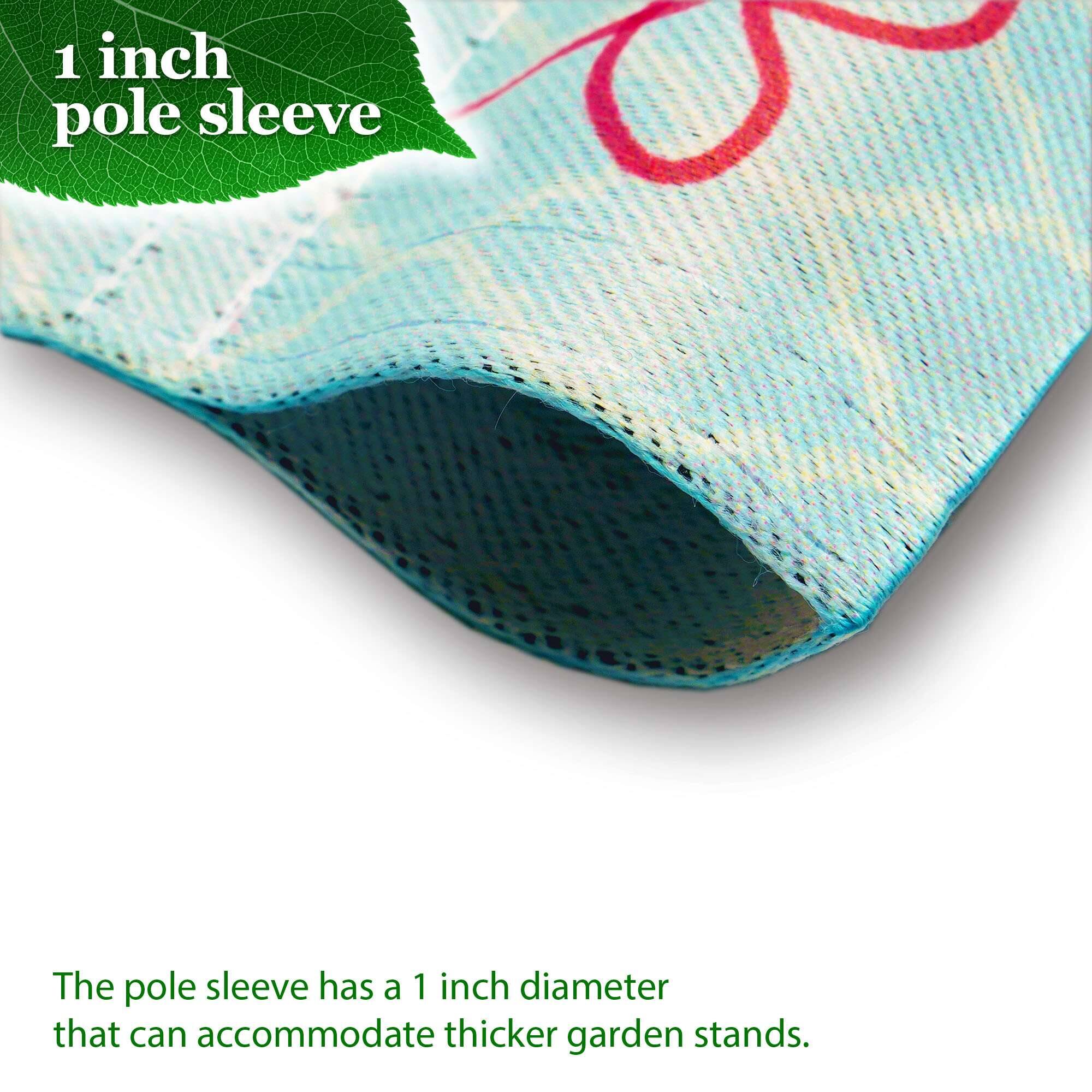1 inch pole sleeve

The pole sleeve has a 1 inch diameter that can accommodate thicker garden stands.