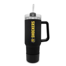 The Fanatic Group - Wichita State Shockers 40oz. Stainless Tumbler with Handle & Removable Straw - Black