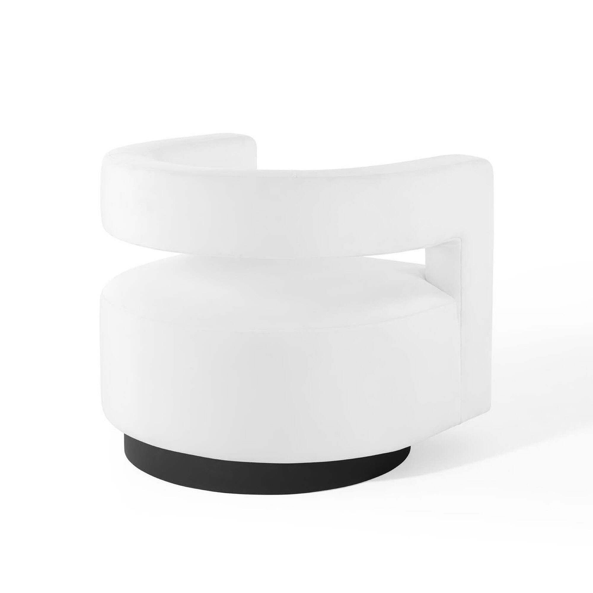 Back. Modway - Spin Cutaway Performance Velvet Swivel Armchair by Modway - White.