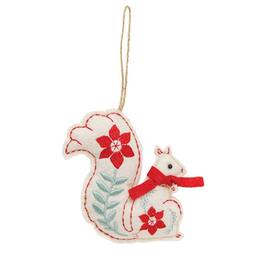 BreeBe - Yuletide Folklore Stuffed Felt Squirrel Ornament - White, Red, Blue