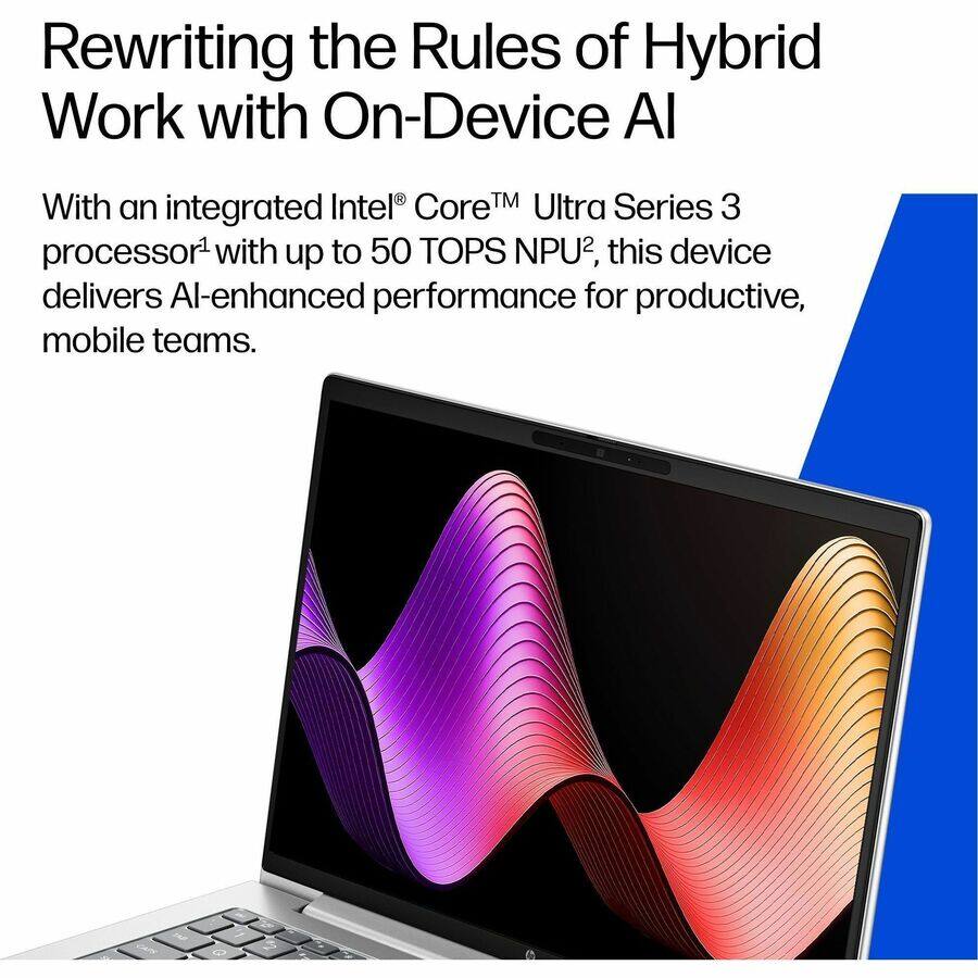 Rewriting the Rules of Hybrid Work with On-Device AI

With an integrated Intel® Core™ Ultra Series 3 processor¹ with up to 50 TOPS NPU², this device delivers AI-enhanced performance for productive, mobile teams.