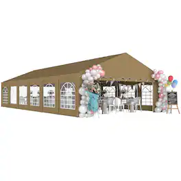 Outsunny - x 40' Party Tent, Outdoor Canopy Tent with Removable Sidewalls, 12 Windows for Parties, Wedding, Events - Brown