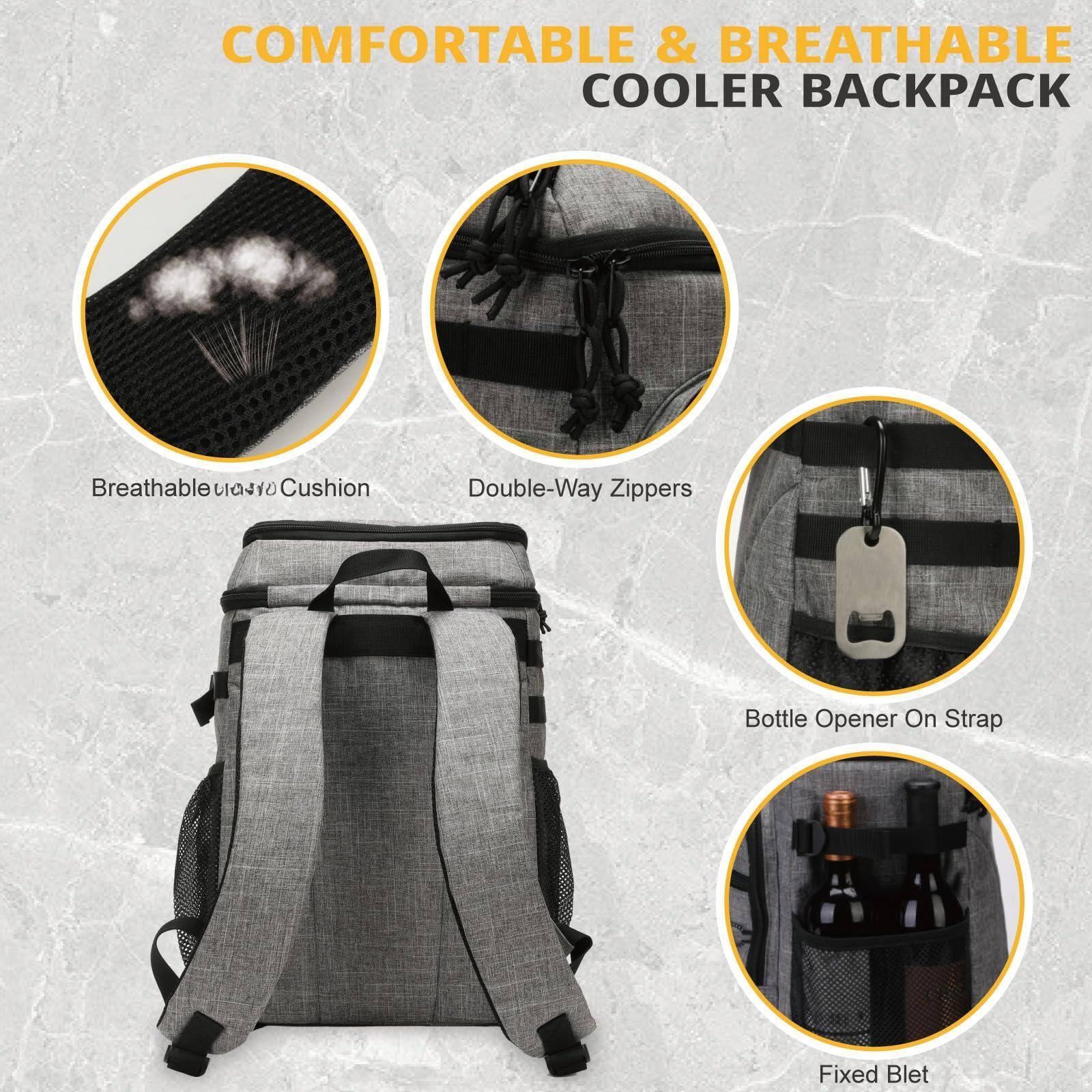 Alt View 3. Live At Space - Backpack Cooler  25l Insulated Leak proof Heavy Duty Large Lunch Waterproof Ice Chest For Men Women Adults Work Daytrip - Black Camo.