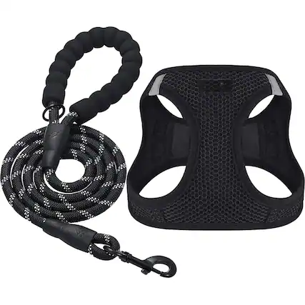 Front. Paradigms Interiors - Dog Harness Step-in Breathable Puppy Cat Vest Harnesses For Dogs - Black-L (Chest 17''-20'', Weight 14-19 lb).
