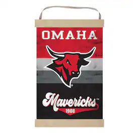 Jardine - Nebraska Omaha Mavericks Reversible Retro Logo Banner Sign - Red
