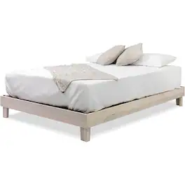 Hivvago - Full size Solid Wood Heavy Duty Platform Bed Frame in Off-White - Off White