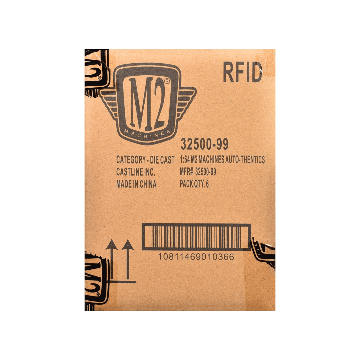 RFID  
M2 MACHINES  
32500-99  
CATEGORY - DIE CAST  
1:64 M2 MACHINES AUTO-THENTICS  
CASTLINE INC.  
MFR# 32500-99  
MADE IN CHINA  
PACK QTY. 6  
10811469010366