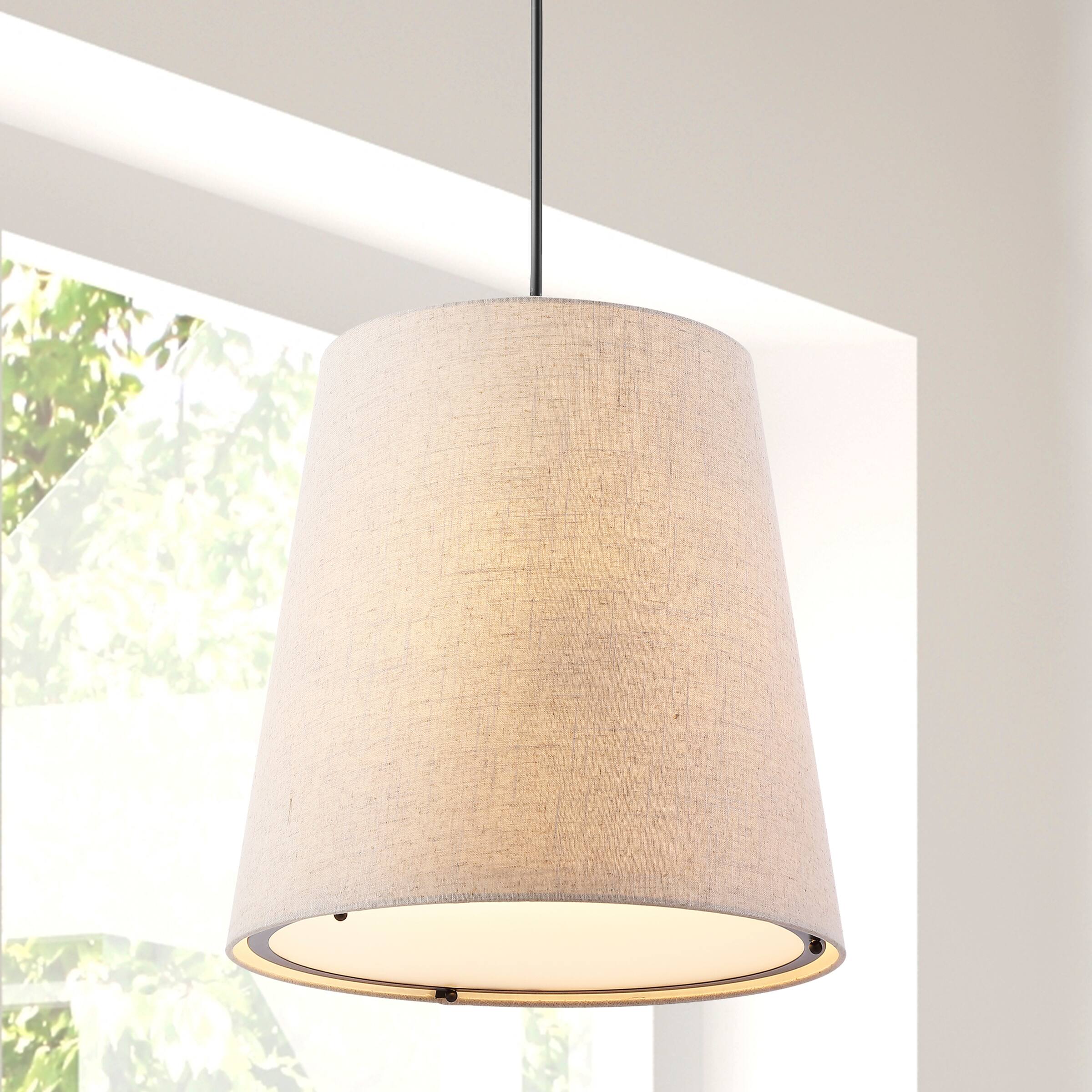 Alt View 1. Jonathan Y - Arden 18" 1-Light Farmhouse Bohemian Iron LED Pendant, Oil Rubbed Bronze/Beige - Oil Rubbed Bronze.