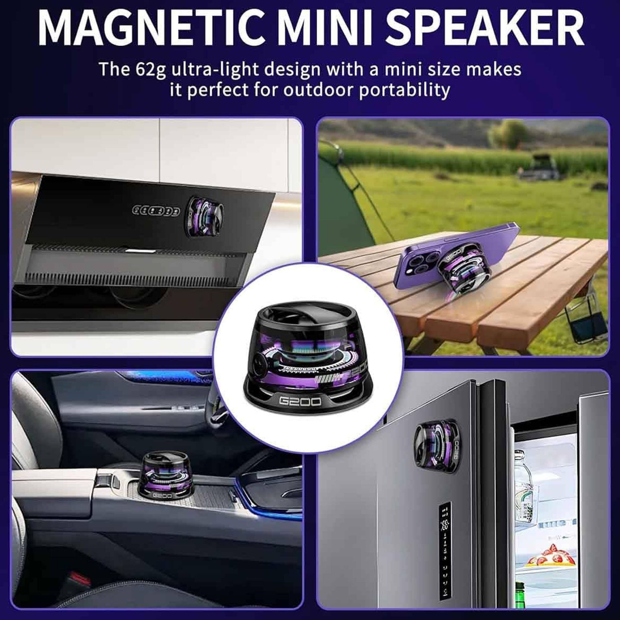 MAGNETIC MINI SPEAKER

The 62g ultra-light design with a mini size makes it perfect for outdoor portability

CEODDD G200